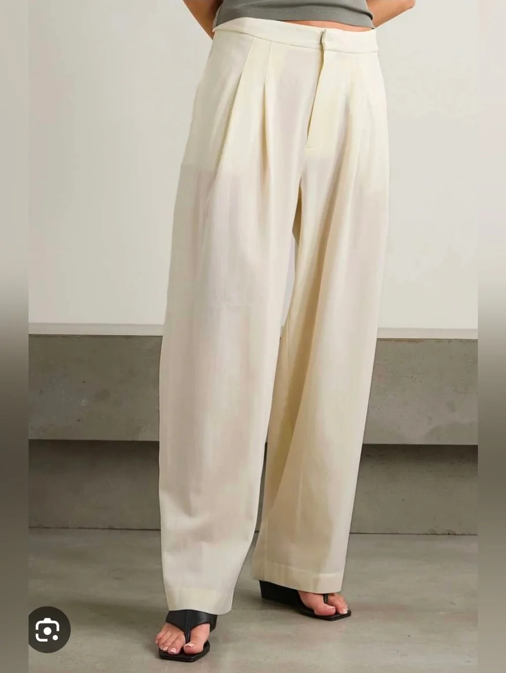 Parker Cream Wide-Leg Trousers Linen Pans Palazzo Classic